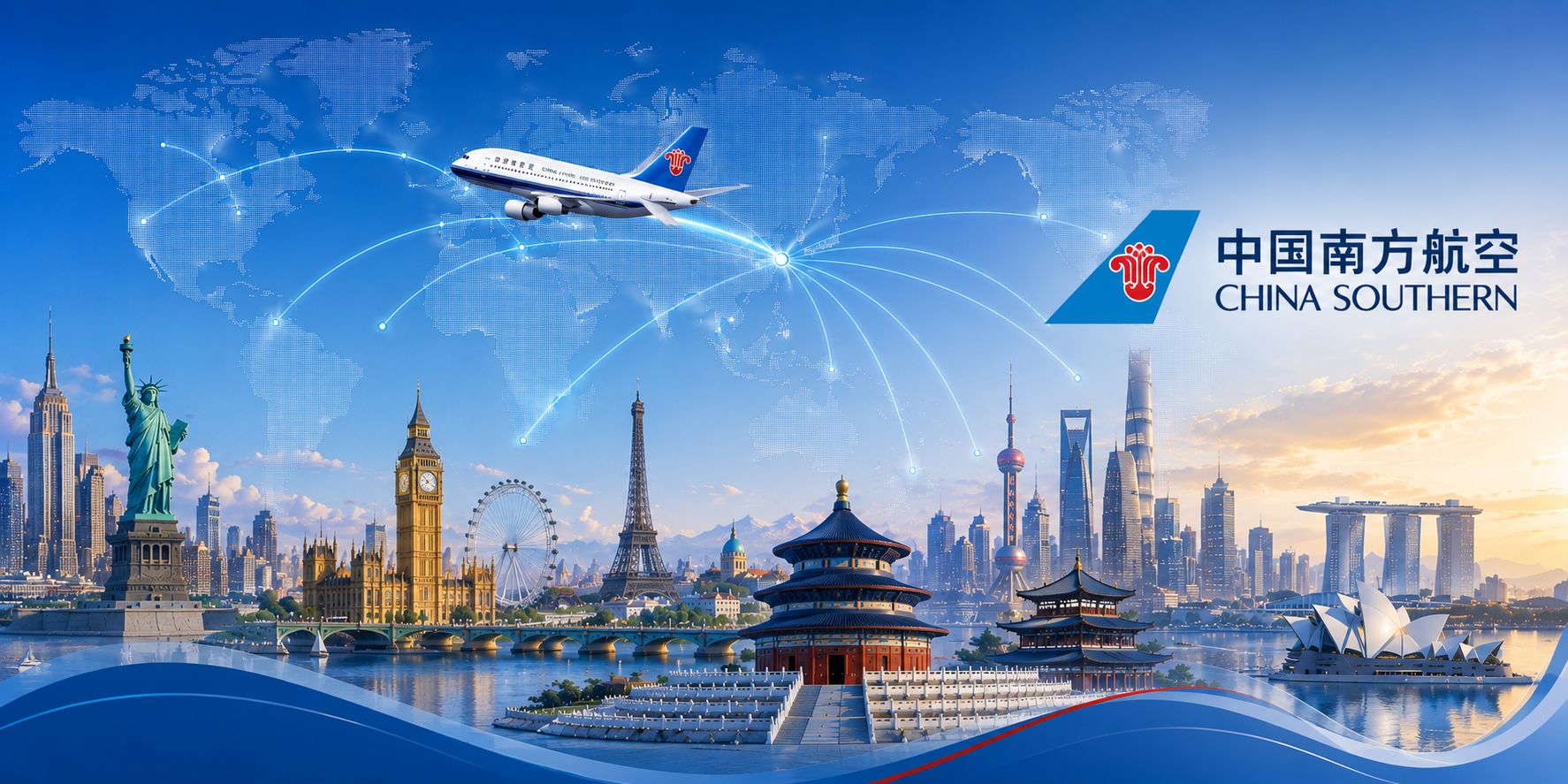 Banner China Southern: Kết nối những điểm đến trên thế giới.