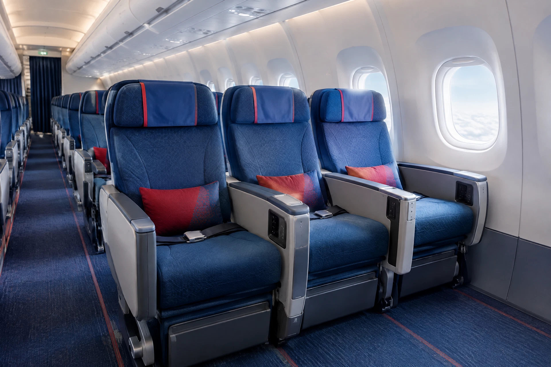 Khoang Phổ thông đặc biệt China Southern với ghế xanh và khoảng để chân rộng