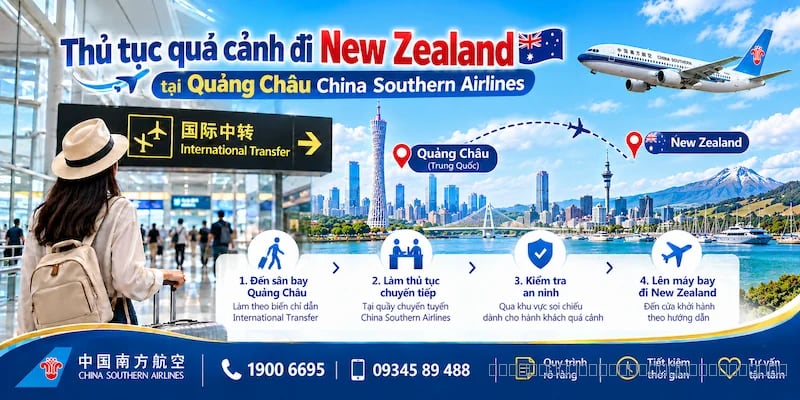 Cẩm nang quá cảnh đi New Zealand tại Quảng Châu China Southern Airlines