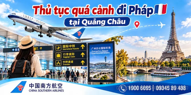 Quy trình quá cảnh đi Pháp tại Quảng Châu China Southern Airlines