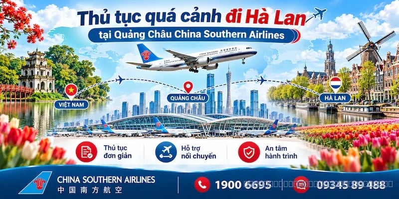 Kinh nghiệm quá cảnh đi Hà Lan tại Quảng Châu China Southern Airlines