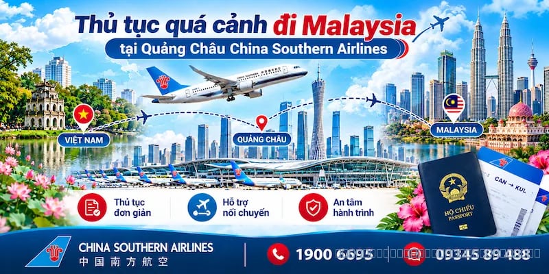 Cẩm nang quá cảnh đi Malaysia tại Quảng Châu China Southern Airlines