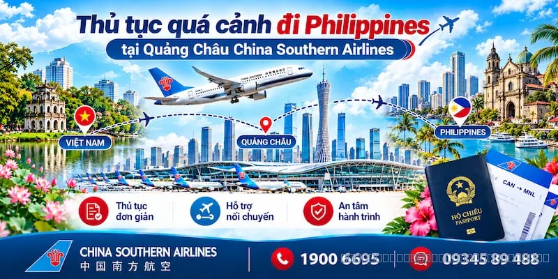 Hướng dẫn quá cảnh đi Philippines tại Quảng Châu China Southern