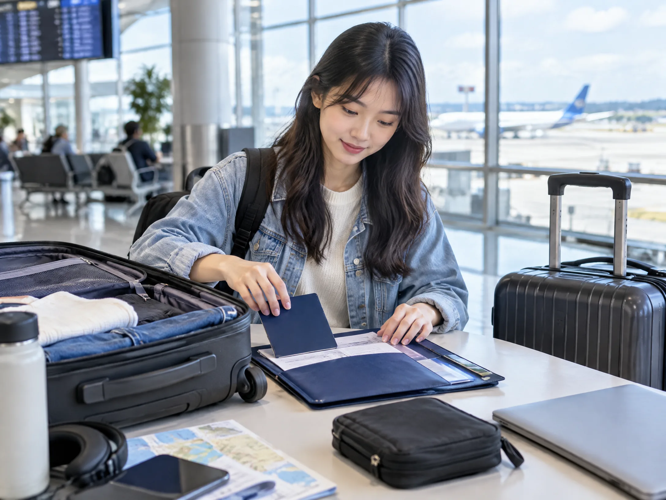 Sinh viên chuẩn bị hành lý và giấy tờ cho chuyến bay du học
