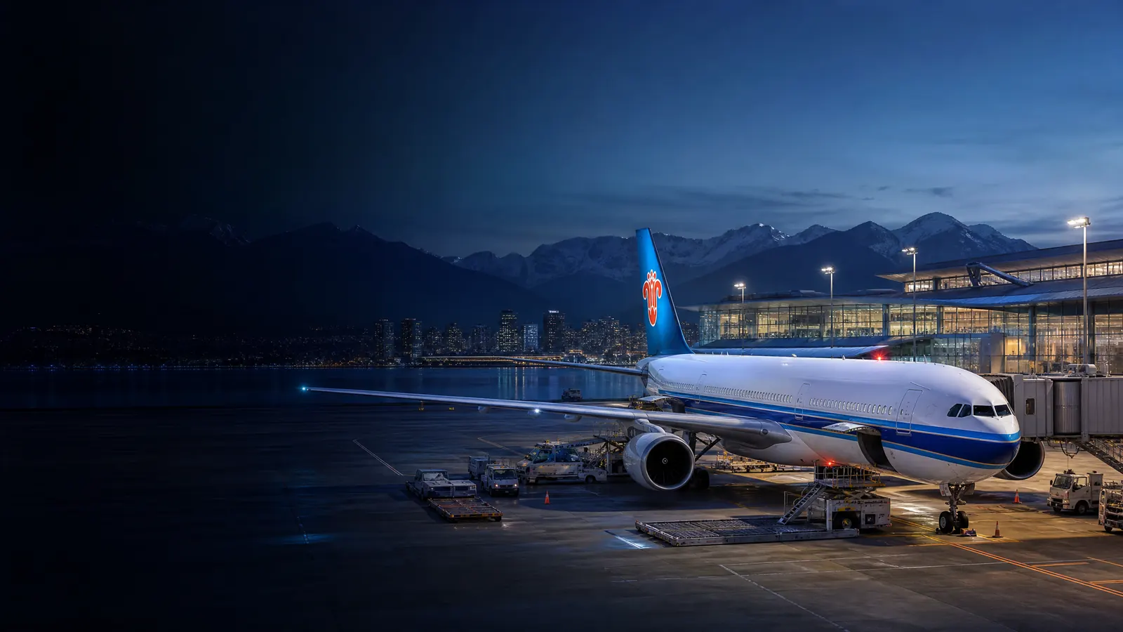 Khung cảnh hành trình đến Canada với thành phố và sân bay quốc tế