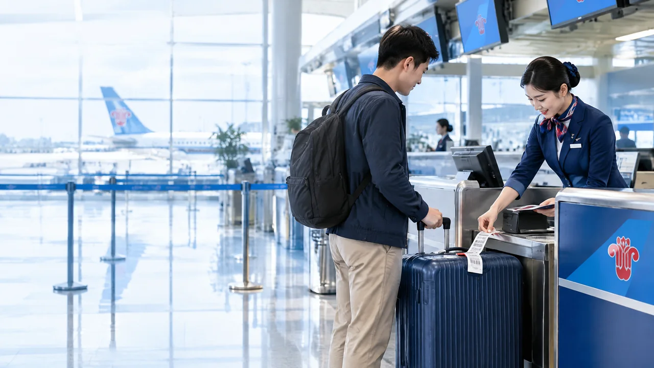 Hành khách làm thủ tục check-in và gửi hành lý ký gửi China Southern