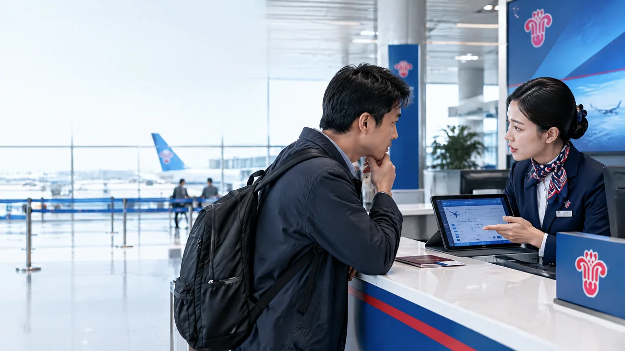 Hành khách chuẩn bị thông tin để đổi vé China Southern sát giờ bay