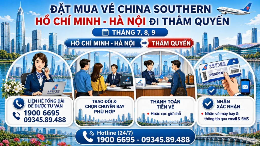 Chuyến bay China Southern Hà Nội - Hồ Chí Minh đi Thâm Quyến Trung Quốc 7, 8, 9