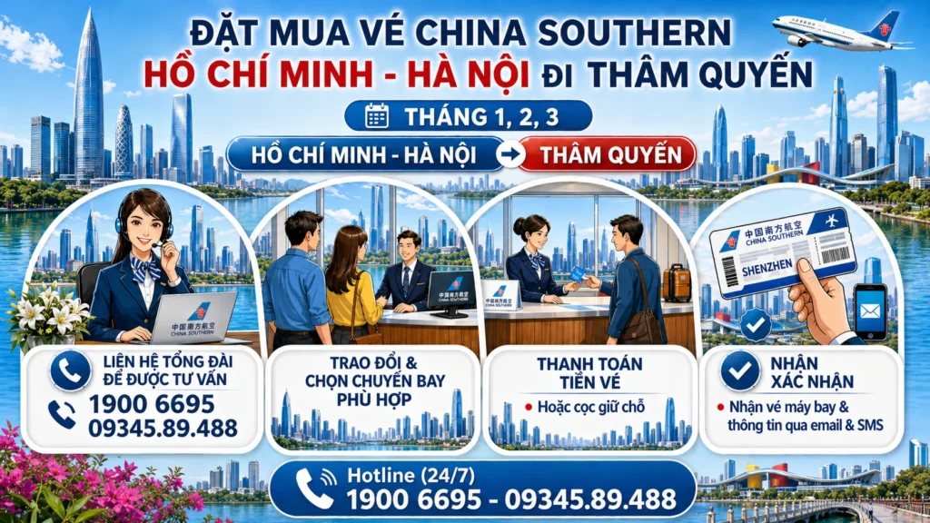 Giá vé máy bay China Southern Hà Nội - Hồ Chí Minh đi Thâm Quyến Trung Quốc 1, 2, 3
