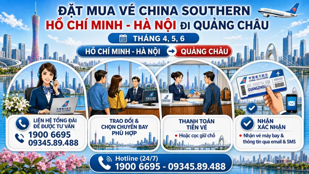 Mua vé máy bay China Southern Hà Nội - Hồ Chí Minh đi Quảng Châu Trung Quốc 4, 5, 6
