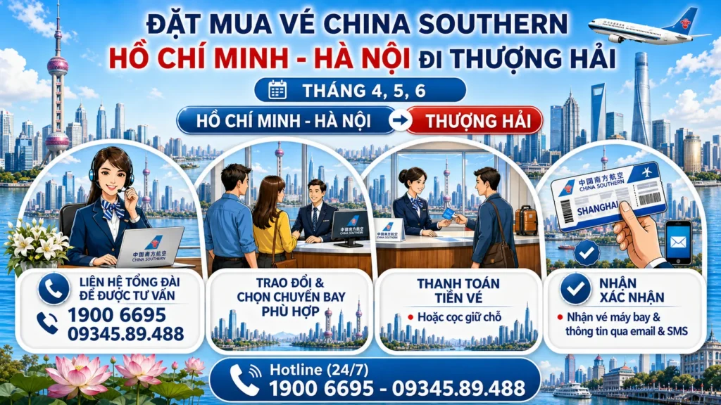 Mua vé máy bay China Southern Hà Nội - Hồ Chí Minh đi Thượng Hải Trung Quốc 4, 5, 6