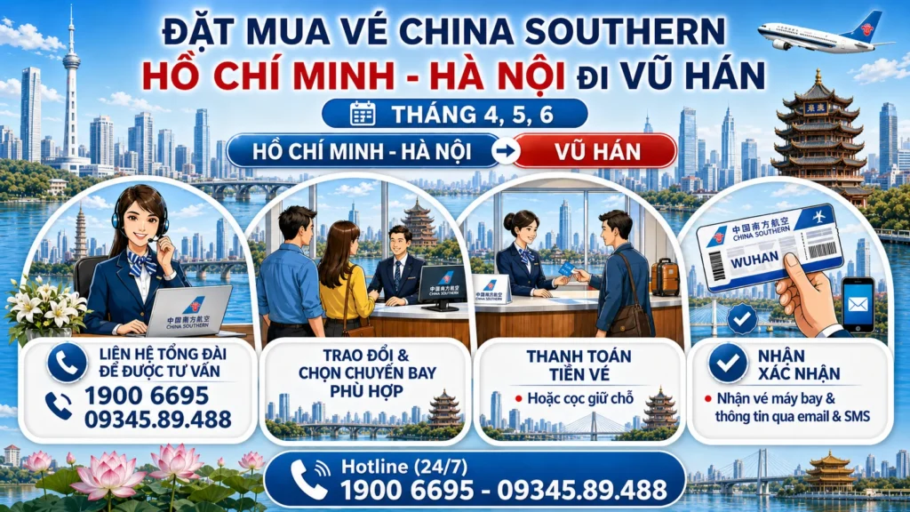 Mua vé máy bay China Southern Hà Nội - Hồ Chí Minh đi Vũ Hán Trung Quốc 4, 5, 6