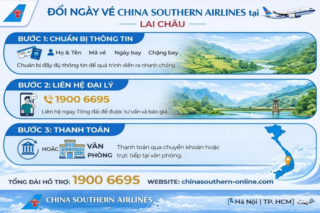 Các giai đoạn đổi vé máy bay tại Lai Châu