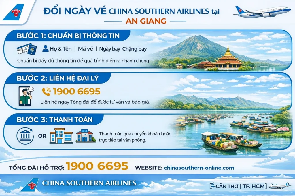Hướng dẫn các bước đổi vé máy bay tại An Giang