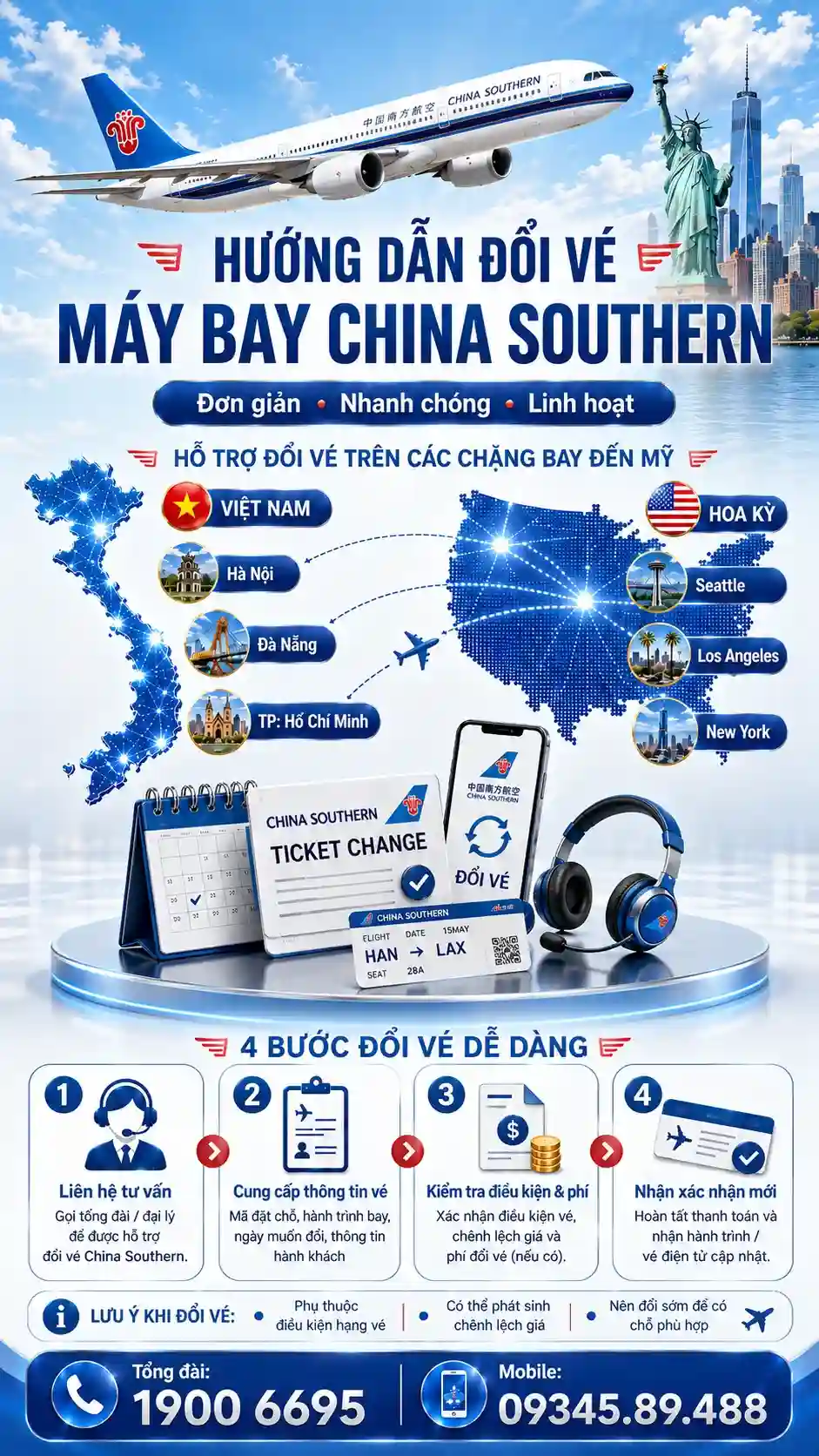 Hướng đẫn đổi vé China Southern Airlines