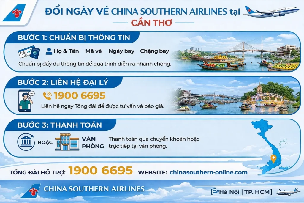 Quy trình đổi vé máy bay tại Cần Thơ