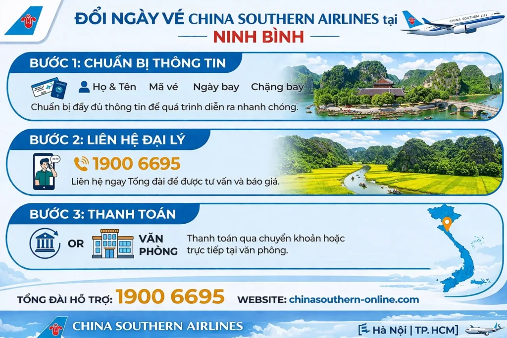 Quy trình đổi vé máy bay tại Ninh Bình