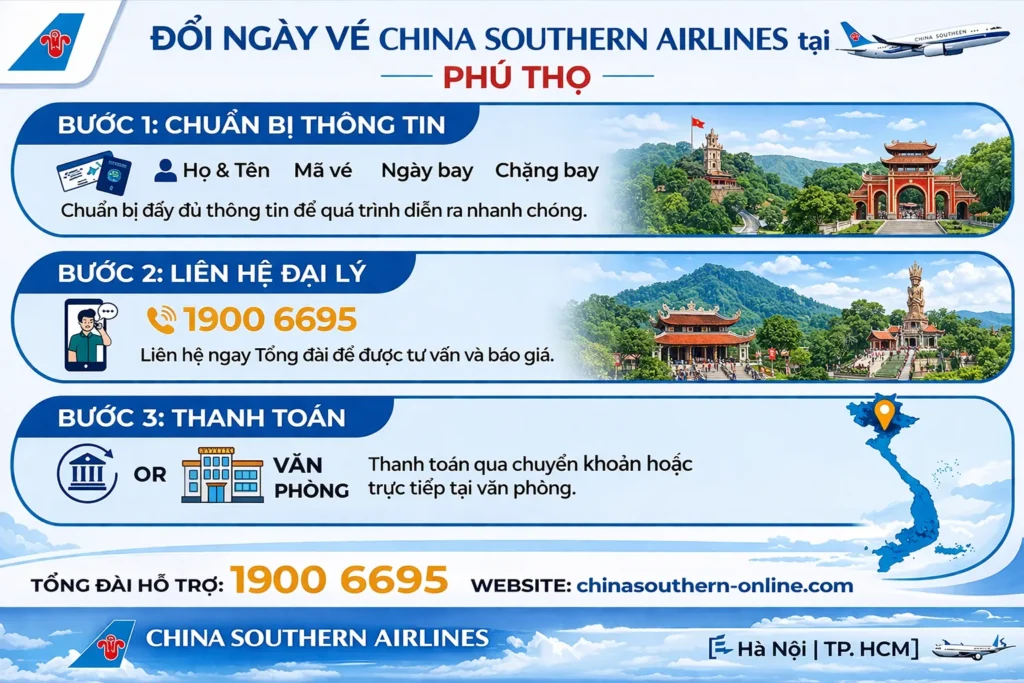 Quy trình đổi vé máy bay tại Phú Thọ