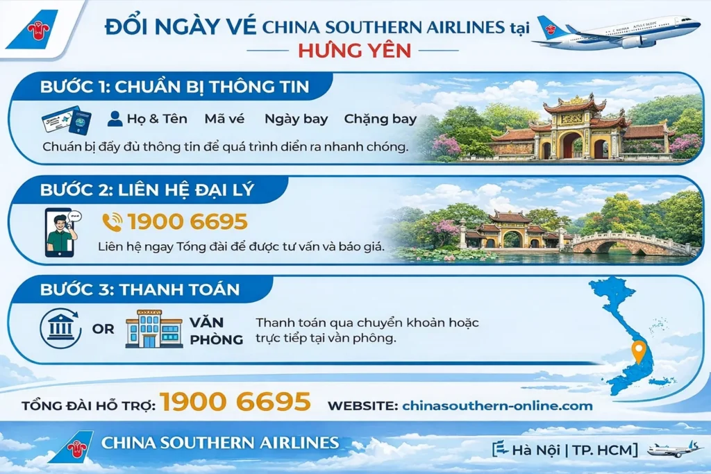 Thủ tục đổi vé máy bay tại Hưng Yên