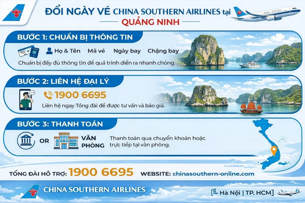 Thủ tục đổi vé máy bay tại Quảng Ninh